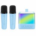 Портативна караоке система з двома мікрофонами Bluetooth акустична колонка для дому вечірок Blue