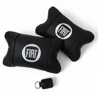 Набір подушок Fiat з натуральної шкіри + вишивка логотипу та шкіряний брелок у подарунок