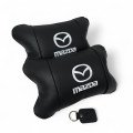 Набір шкіряних подушок Mazda з вишивкою логотипу + подарунок – шкіряний брелок