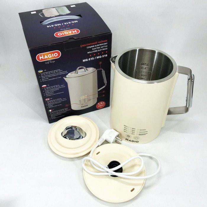 Електрочайник Magio MG-516, 1.5 л, 1500 Вт, з подвійними стінками