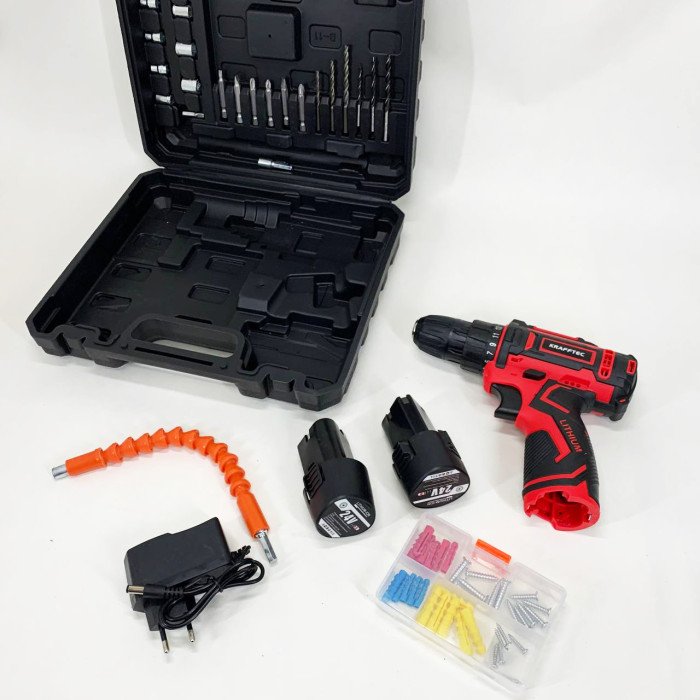 Акумуляторний шуруповерт із насадками KRAFFTEC 24V