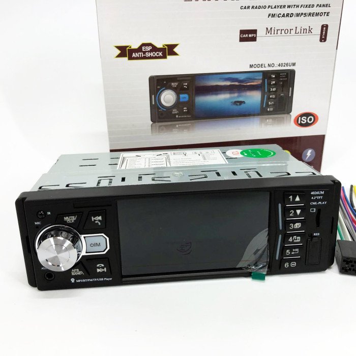 Автомагнітола MP5 4026UM з екраном 4.1 дюйми, AUX вхід, Bluetooth, 1 DIN, магнітола в машину