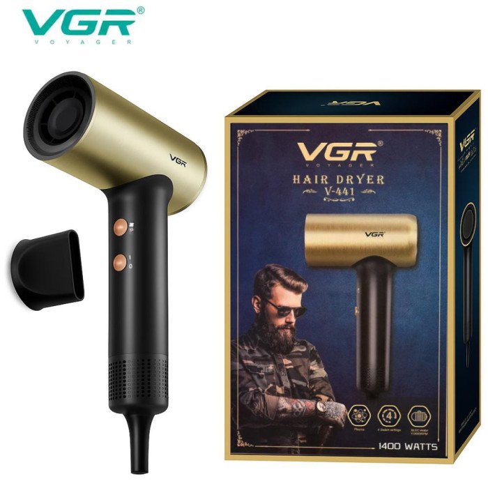 Фен професійний VGR V-441 з 3 рівнями обдування та 4 рівнями температури