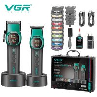 Комплект VGR 2 в 1 V-885 S2 GREEN, акумуляторна машинка для стрижки та триммер