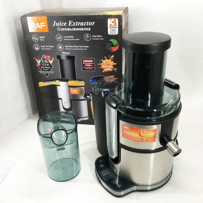 Електричний соковитискач RAF R.2700 для цитрусових, фруктів та овочів з ємністю для соку 1.1 л 800 Вт
