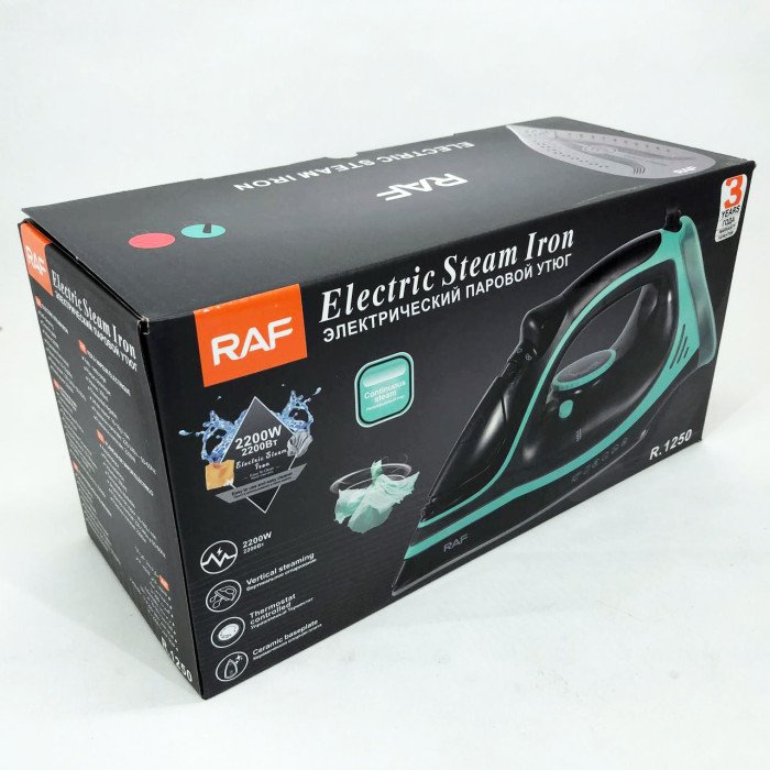 Праска парова RAF R.1250 з керамічною підошвою та функцією самоочищення 2200 Вт. Колір: синій