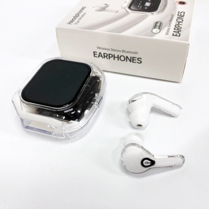 Бездротові вакуумні навушники TWS з дисплеєм LED, вологозахист IPx4 Bluetooth 5.4 з кейсом. Колір: білий