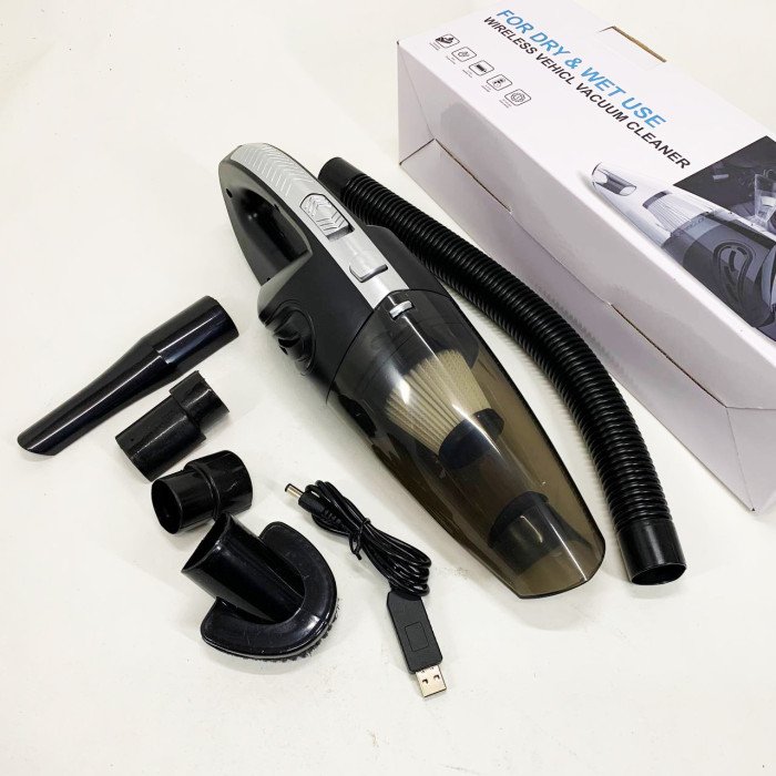 Потужний бездротовий пилосос автомобільний для сухого та вологого прибирання в машині та будинку +5 насадок