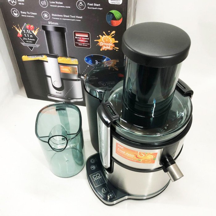 Електричний соковитискач RAF R.2700 для цитрусових, фруктів та овочів з ємністю для соку 1.1 л 800 Вт