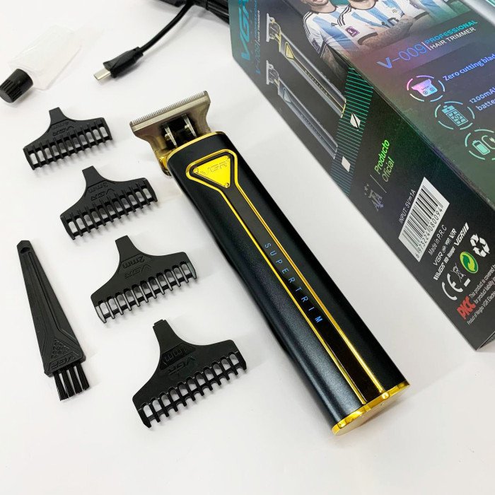 Професійна акумуляторна машинка для стрижки VGR V-009 тример для бороди та вусів. Колір: золотий