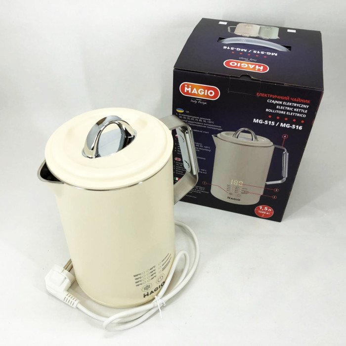 Електрочайник Magio MG-516, 1.5 л, 1500 Вт, з подвійними стінками