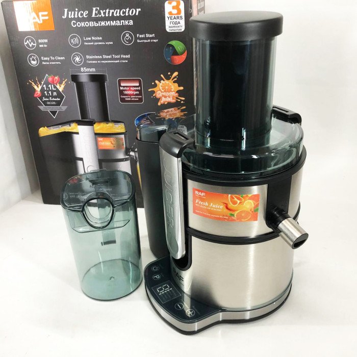 Електричний соковитискач RAF R.2700 для цитрусових, фруктів та овочів з ємністю для соку 1.1 л 800 Вт