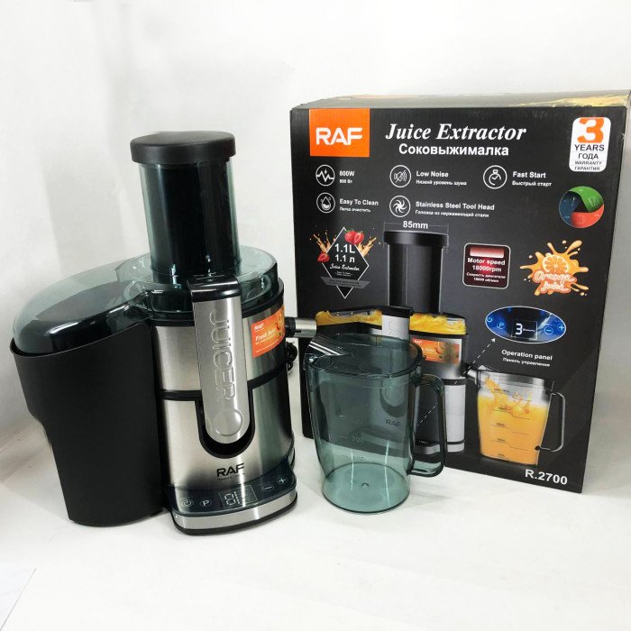 Електричний соковитискач RAF R.2700 для цитрусових, фруктів та овочів з ємністю для соку 1.1 л 800 Вт