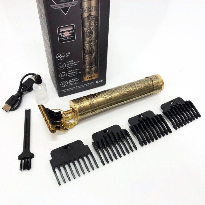 Професійна акумуляторна машинка триммер RAF R.429 для стрижки волосся 5 Вт