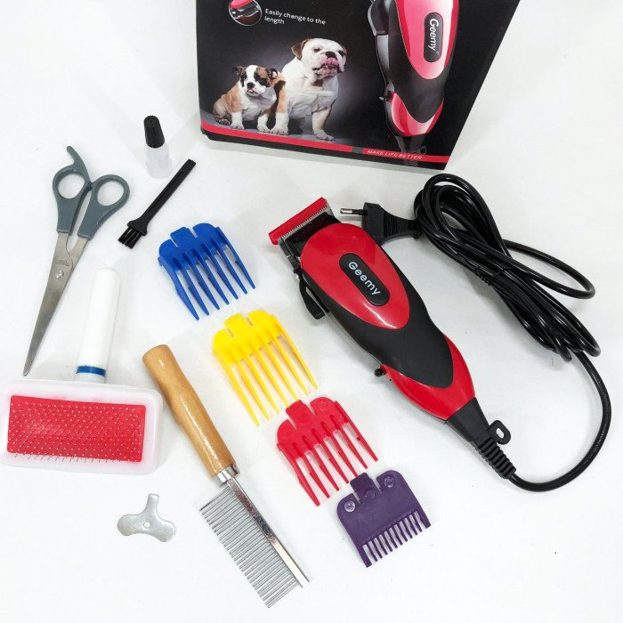 Машинка Gemei GM-1023 для стрижки тварин з 4 насадками для будь-якого типу вовни + ножиці та гребінець