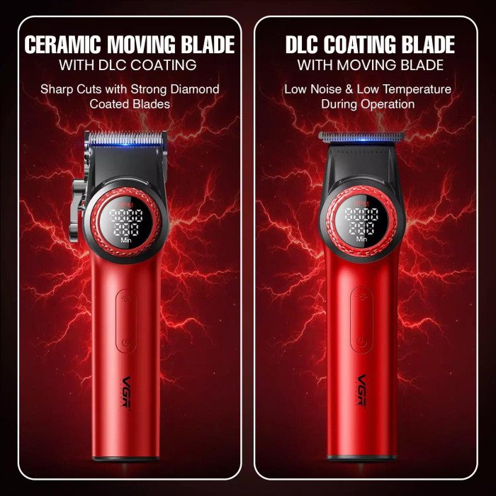Набір VGR 2 в 1 V-001 V-977 RED, акумуляторна машинка для стрижки та триммер. Колір: червоний