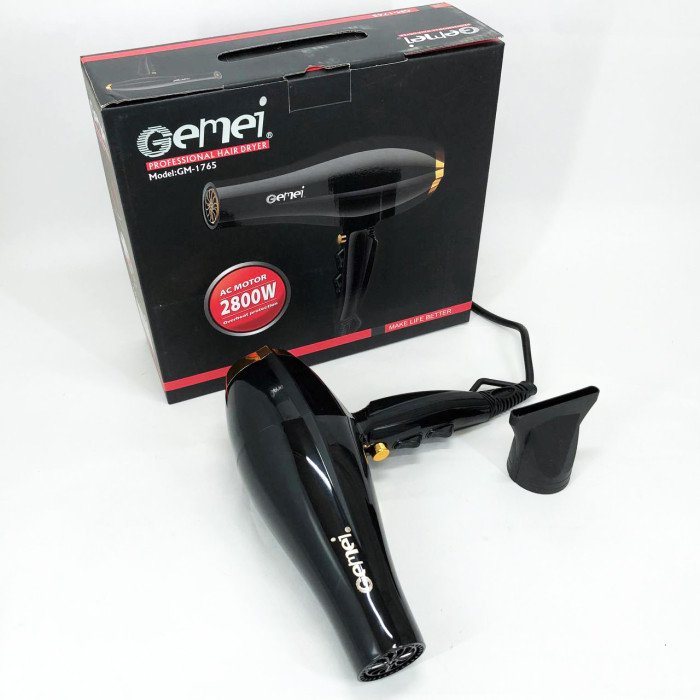 Фен Gemei GM 1765 Професійний фен для волосся дві швидкості та три режими для сушіння та укладання волосся