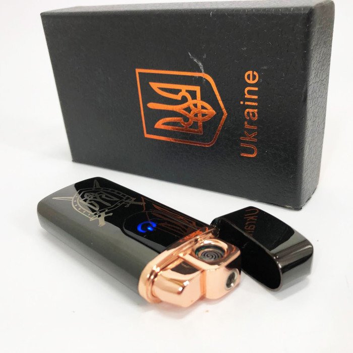 Електрична та газова запальничка Україна з USB-зарядкою HL-432, сенсорна запальничка. Колір: чорний