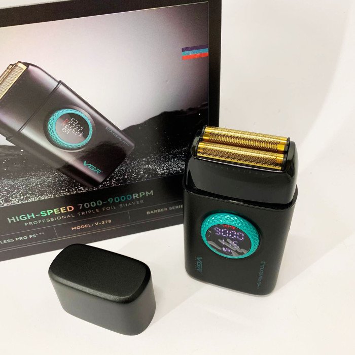 Електробритва VGR V-378 BLACK шейвер, подвійне лезо, регулювання потужності 7000-9000 RPM. Колір: чорний