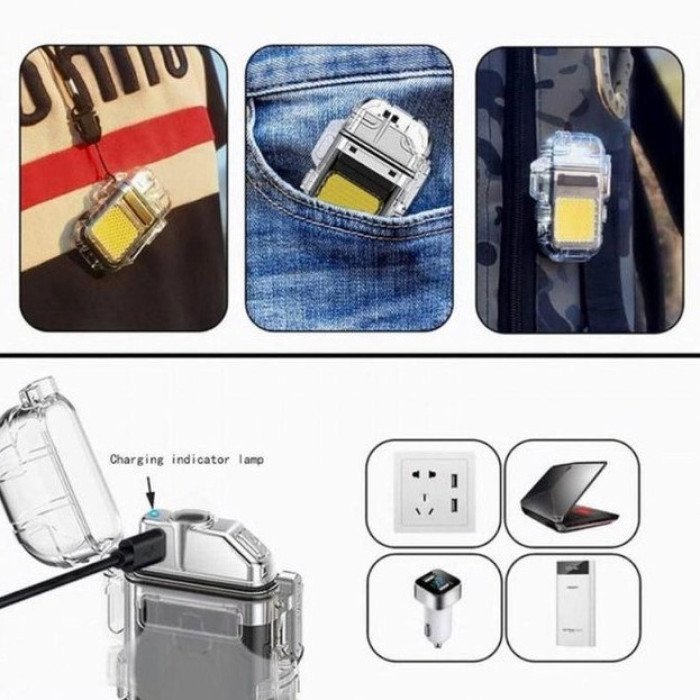 Запальничка спіральна водонепроникна електронна з LED ліхтариком та зарядкою від USB