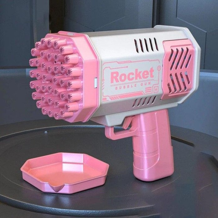 Дитячий пістолет мильні бульки Rocket Bubble Gun 15,8 см автоматичний. Колір: рожевий
