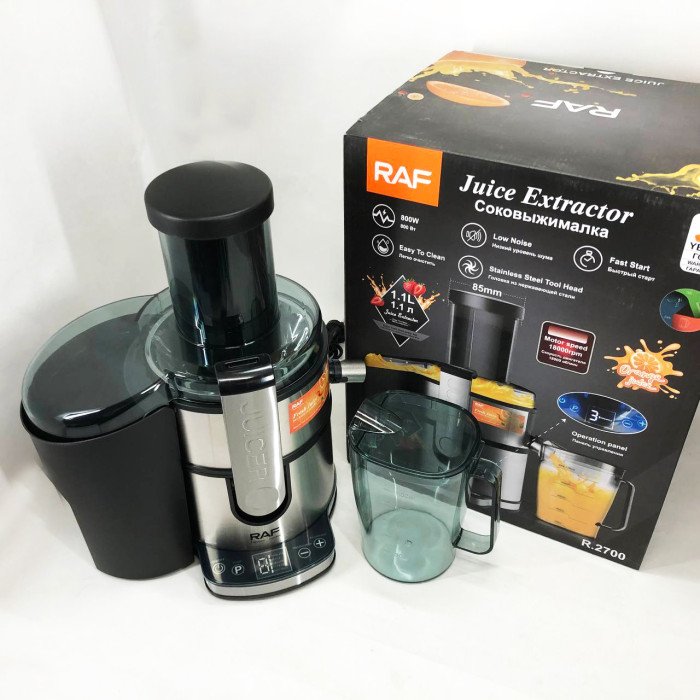 Електричний соковитискач RAF R.2700 для цитрусових, фруктів та овочів з ємністю для соку 1.1 л 800 Вт