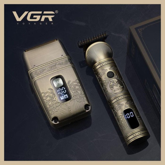Провідний професійний набір машинка для стрижки та шейвер VGR V-649, Чоловічий акумуляторний тример