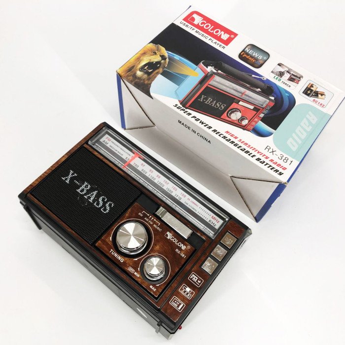 Радіоприймач портативне радіо Golon RX-381 акумуляторний ретро стовпчик usb sd mp3 fm. Колір: коричневий