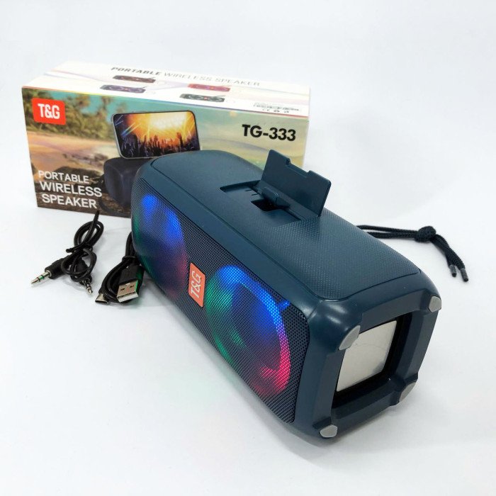 Портативна колонка TG333 2x5W з RGB підсвічуванням, гучна блютуз колонка. Колір: синій