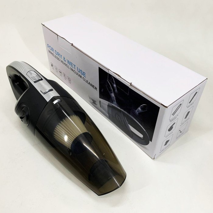 Потужний бездротовий пилосос автомобільний для сухого та вологого прибирання в машині та будинку +5 насадок