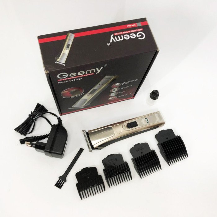 Машинка для стрижки Gemei GM-657 бездротова з комплектом насадок, Перукарські машинки