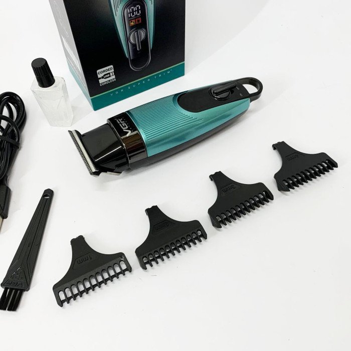 Машинка для стрижки волосся VGR V-975 тример для бороди та вусів. Колір: зелений