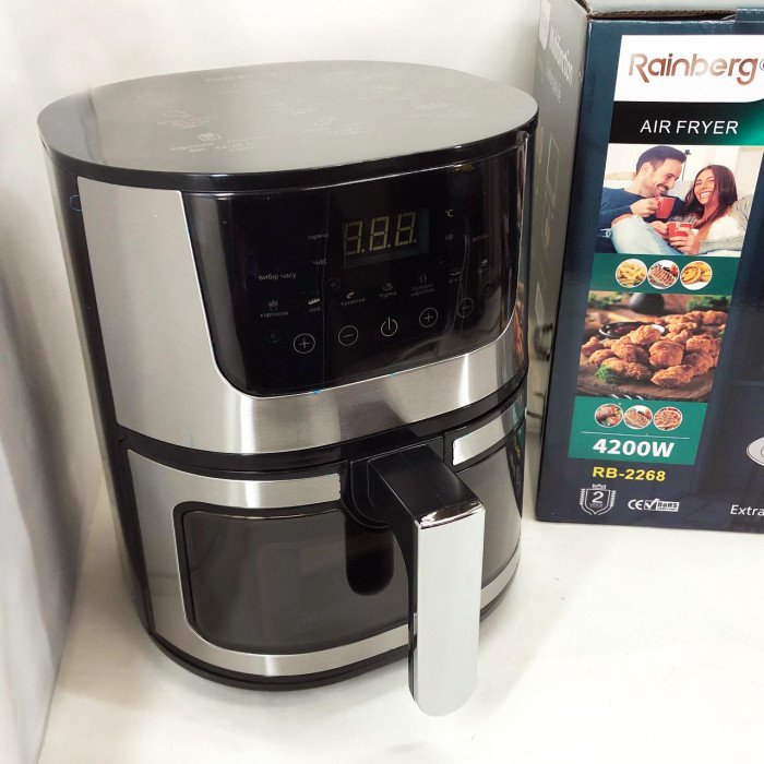 Аерогриль Rainberg RB-2268 4200 Вт аерофритюрниця безолійна без олії з регулюванням температури 8 л