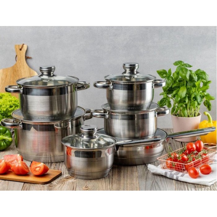 Набір посуду Edenberg EB-2001 з індукційним дном із нержавіючої сталі 12 предметів