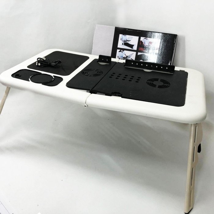 Складаний столик для ноутбука LD-09 E-Table, столик з охолодженням 2 USB кулера, Стіл підставка з вентиляцією