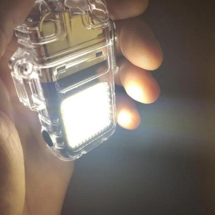 Запальничка спіральна водонепроникна електронна з LED ліхтариком та зарядкою від USB