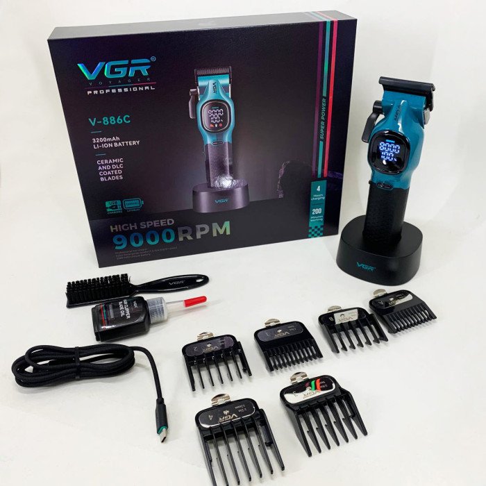 Машинка для стрижки акумуляторна VGR V-886C BLUE