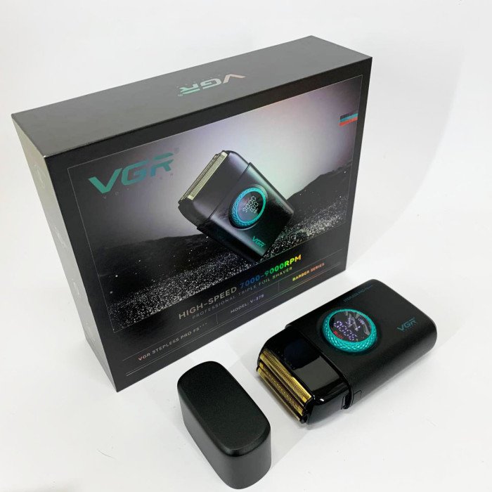 Електробритва VGR V-378 BLACK шейвер, подвійне лезо, регулювання потужності 7000-9000 RPM. Колір: чорний