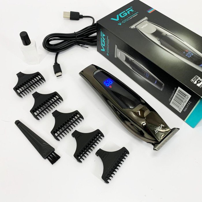 Машинка для стрижки волосся VGR V-070 Тример акумуляторний з USB та індикатором зарядки