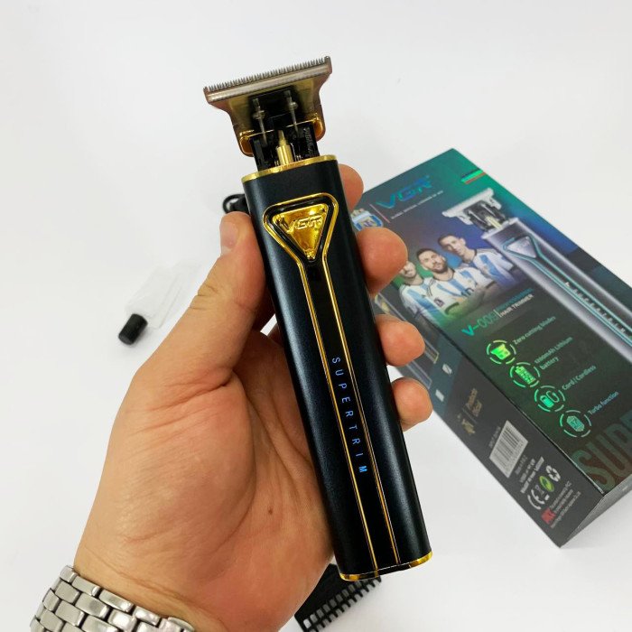 Професійна акумуляторна машинка для стрижки VGR V-009 тример для бороди та вусів. Колір: золотий