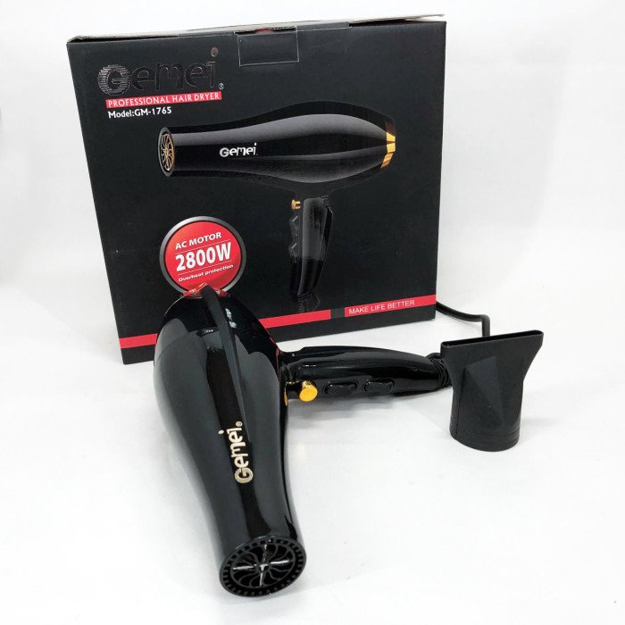 Фен Gemei GM 1765 Професійний фен для волосся дві швидкості та три режими для сушіння та укладання волосся