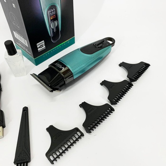 Машинка для стрижки волосся VGR V-975 тример для бороди та вусів. Колір: зелений