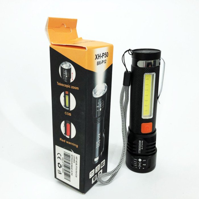 Ліхтар акумуляторний Bailong BL-P716-P50+COB white+red, Портативний світлодіодний ліхтар із зарядкою