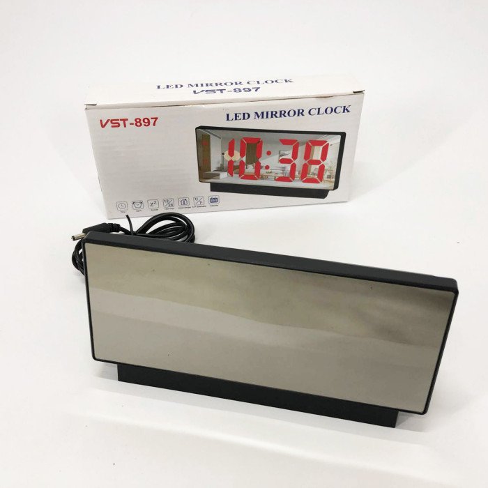 Годинник електронний з дзеркальним дисплеєм VST-888-5, Годинник електронний настільний світ.