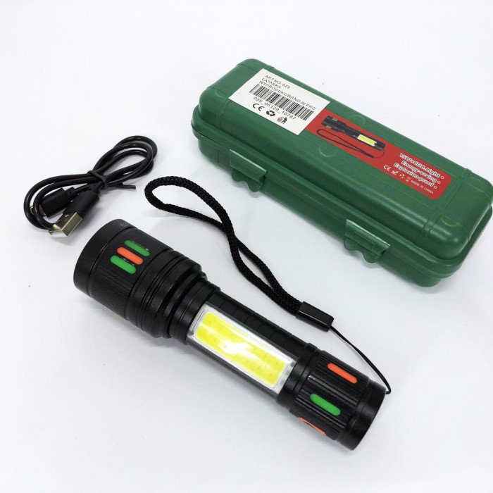 Ліхтарик 623-TG+COB, Переносний ручний потужний ліхтар, Портативний світлодіодний ліхтар із зарядкою