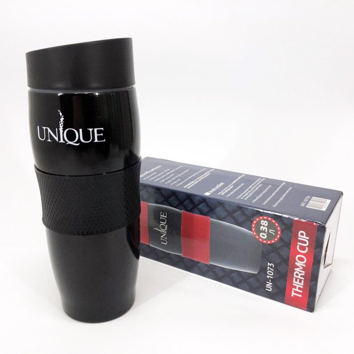 Термокухоль UNIQUE UN-1073 0.38 л, Термос для питної води туристичний. Колір: чорний