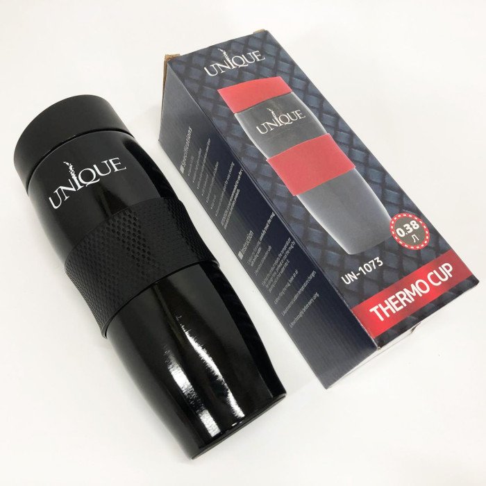 Термокухоль UNIQUE UN-1073 0.38 л, Термос для питної води туристичний. Колір: чорний