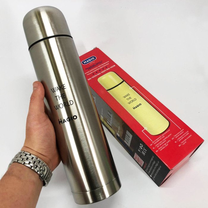 Термос з нержавіючої сталі 1 л MAGIO MG-1033S, Термокухоль для дітей, Термос для питної вод