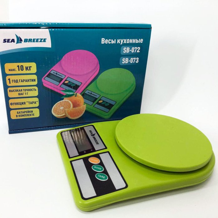 Ваги кухонні SeaBreeze SB-073, Електричні кухонні ваги, Точні кухонні ваги. Колір: зелений