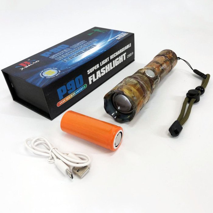 Ліхтарик ручний тактичний Bailong BL-P511M-P90 камуфляж, супер яскравий ліхтарик, потужний кишеньковий ліхтарик